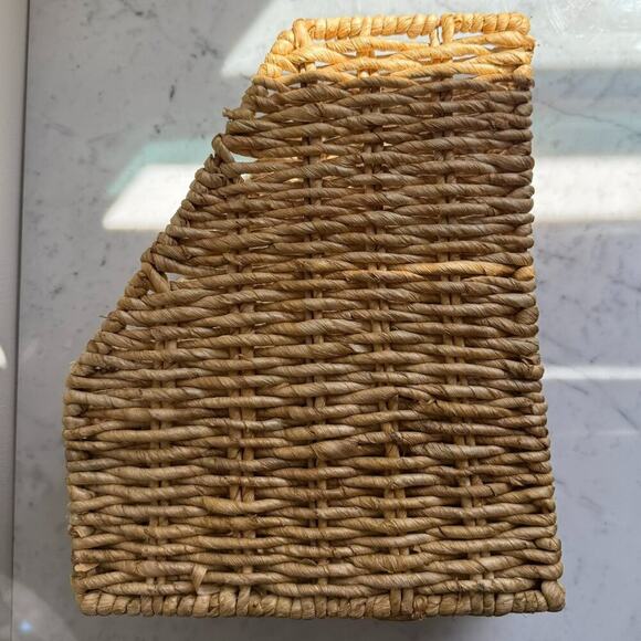 Natural Wicker File Magazine Holder Desk Accessory Organizer Boho Basket - Picture 6 of 7